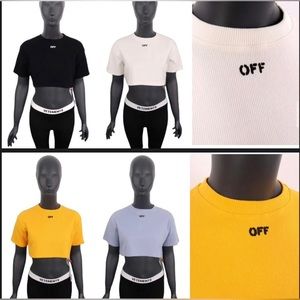 Off white crop shirt in the colour white